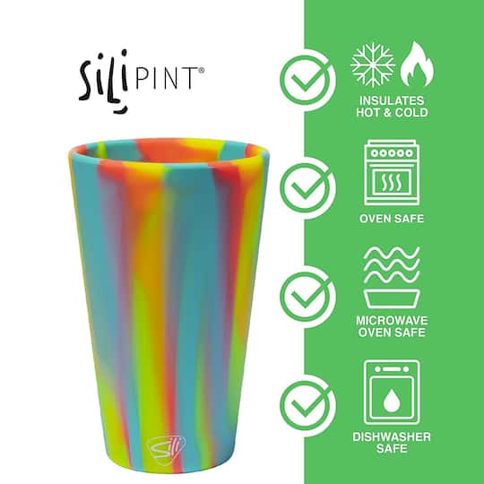 Silipint® 16oz. Sugar Rush & Aurora Silicone Pint Glasses, 2ct.